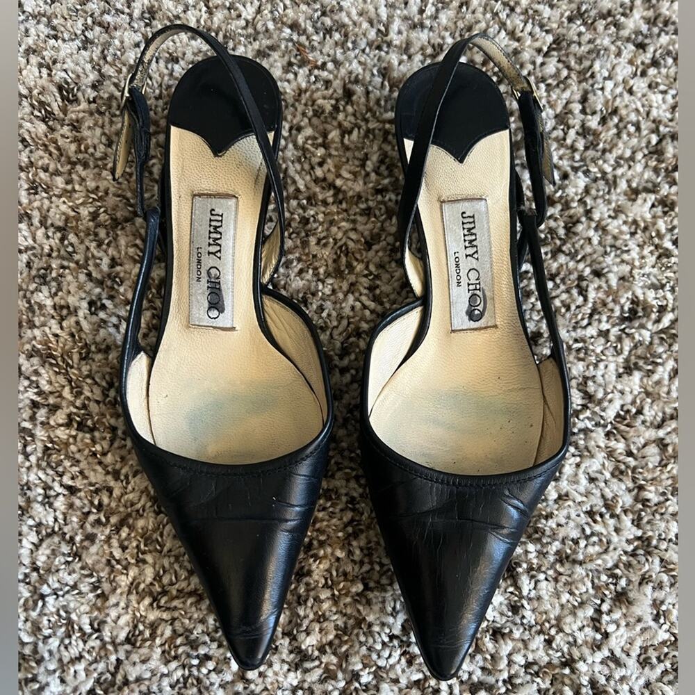 Jimmy Choo Black Leather Slingback Pumps size 35 EU